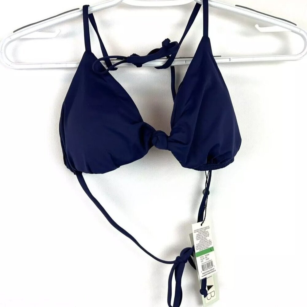 Bikini Lab Womens Solid Knot Triangle Swim Top Blue Size Large